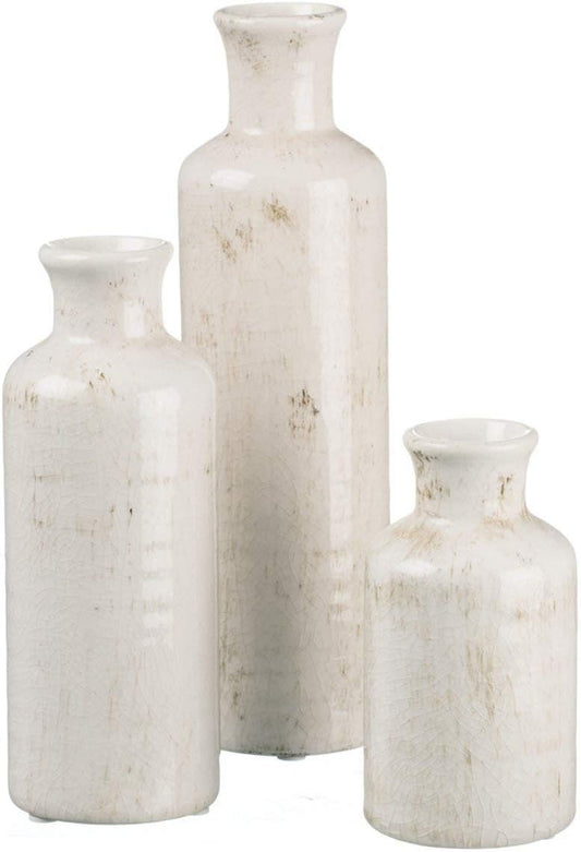 Distressed White Sullivans Bud Vases – Petite Farmhouse Boho Decor for Living Room, Bathroom & Office