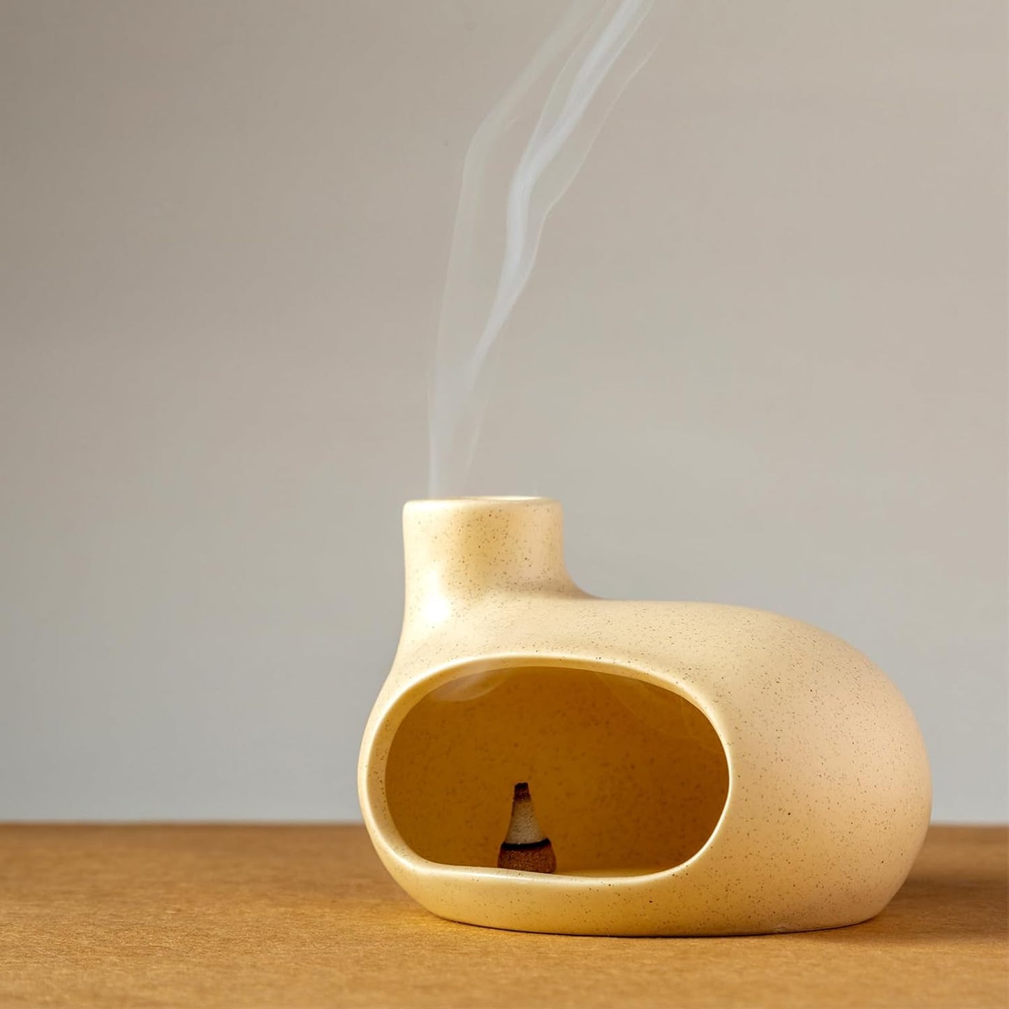 Palo Santo Holder - Ceramic Incense Burner for Palo Santo Sticks, Cone, and Spiritual Sage - Modern Chiminea for Meditation - Handcrafted Smudge Bowl and Meditation Gift