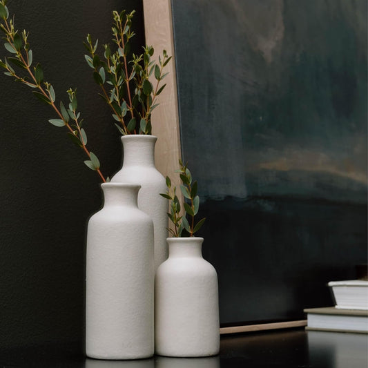 Matte White Sullivans Bud Vases – Petite Farmhouse Boho Decor for Living Room, Bathroom & Office