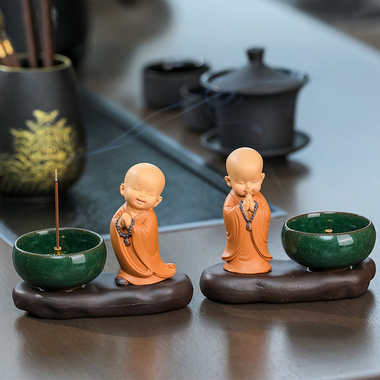 3Pcs Rui Jie Zen-Inspired Huineng Monk Home Incense Plate, Stick Incense Holder, Candle Holder Decorative Piece, Tabletop Decoration, Sandalwood and Agarwood Incense Burner.