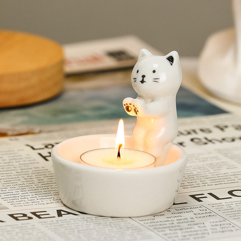 2Pcs Cute Cat Candle Cup, Aromatherapy Candle Holder, Festive Couple Atmosphere Light Decor.