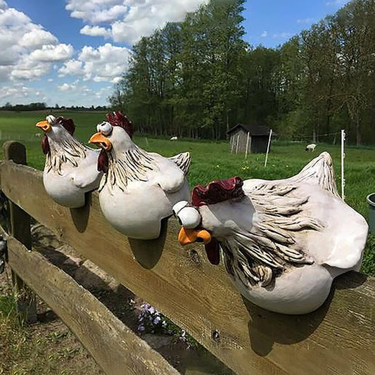 3pcs Farmhouse Fencing Decor – Funny Resin Rooster Ornament