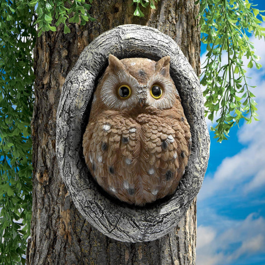 Landscape Owl Hanging Ornament – Resin Craft Figurine for Garden Décor