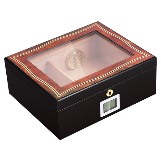 Cuban Cigar Humidor with Cedar Wood Large Capacity and Glass Window With Lock