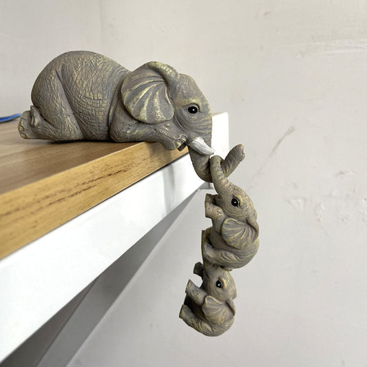 Elephant Figurine Resin Craft – Creative American Home Décor with Baby Elephants